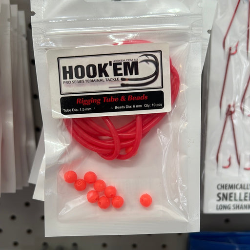 Hook'Em Fishing Red Rigging Tube and Beads