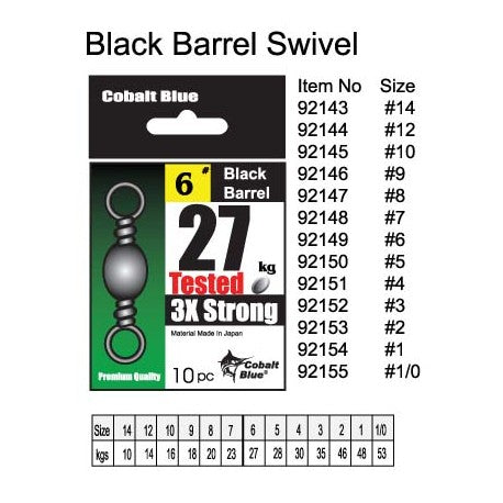 Cobalt Blue Black Barrel Swivels