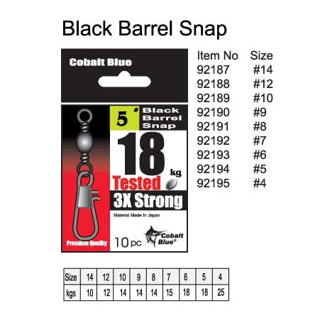 Cobalt Blue Black Barrel Snap Swivel — Bait Master Fishing and Tackle