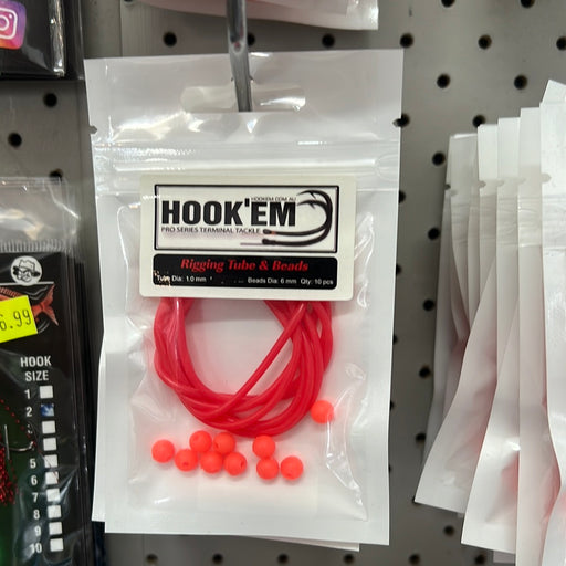 Hook'Em Fishing Red Rigging Tube and Beads