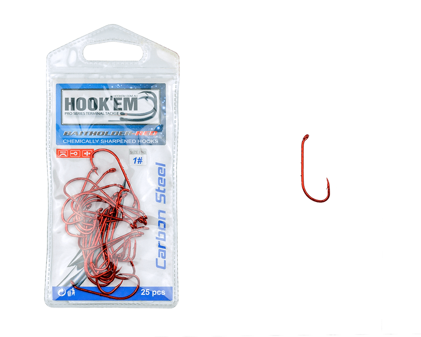Hook'Em Fishing Baitholder Red Fishing Hooks — Bait Master Fishing and