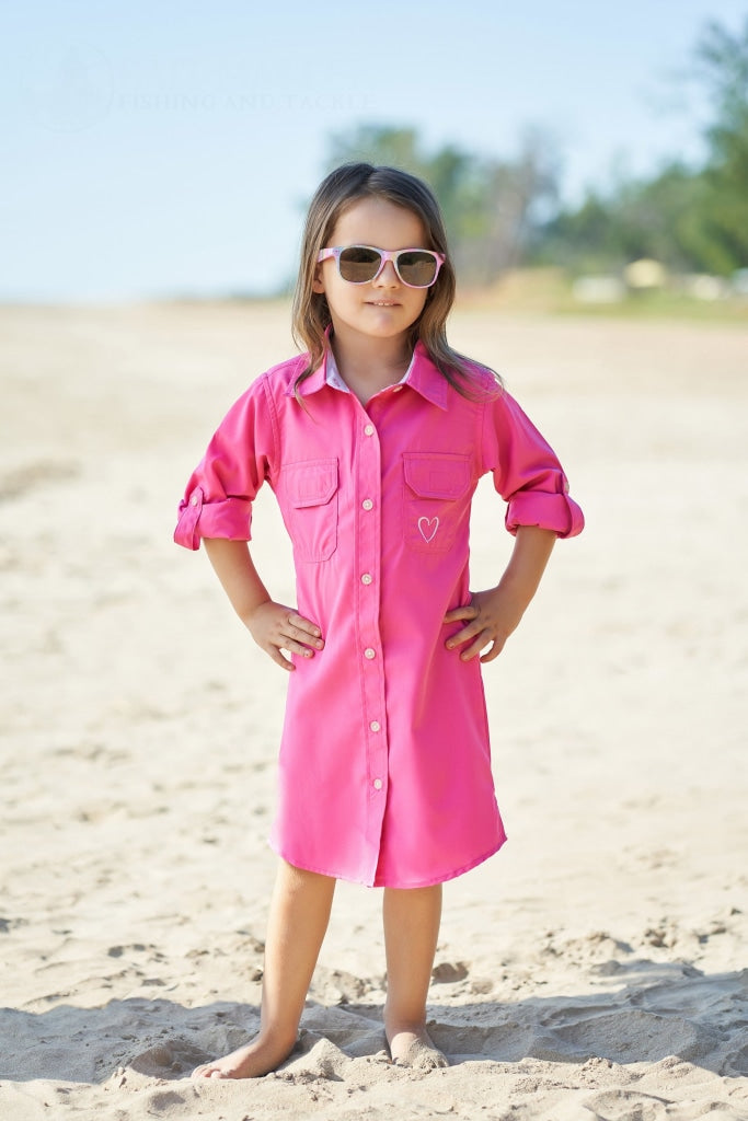 Northern Tide Apparel Young Crew Girls Fishing Shirt Dress Pink
