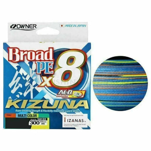 Owner Broad PE 8 Kizuna 300 yd Multi Colour Fishing Braid SALE
