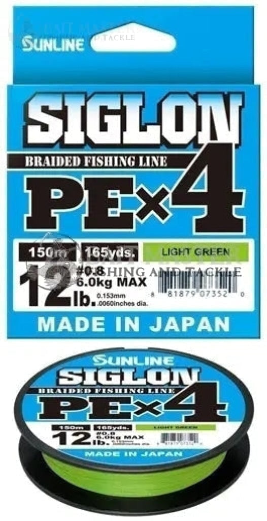 Sunline Siglon PEx4 Braided Fishing Line 150m Light Green — Bait Master  Fishing and Tackle